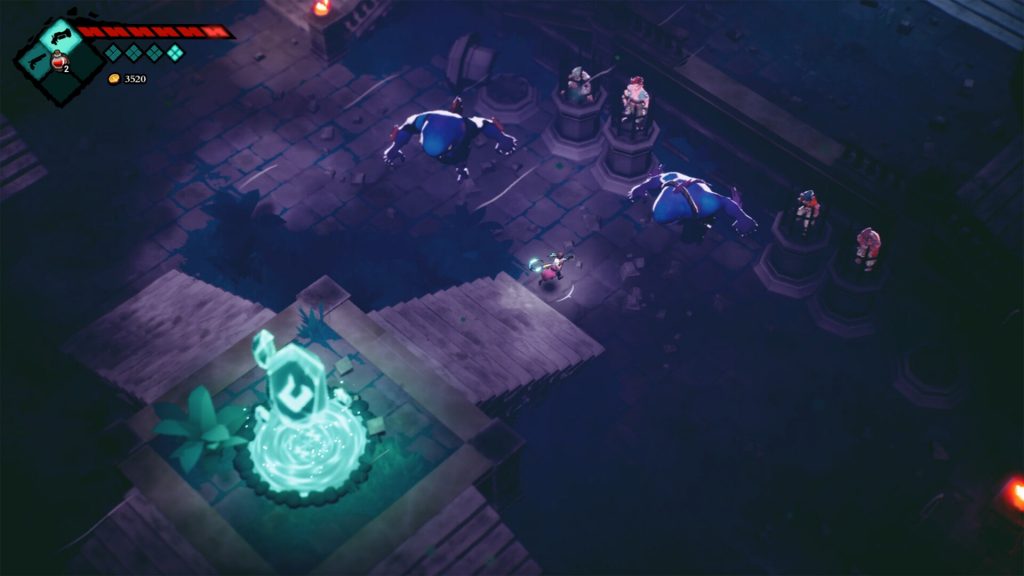 Gameplay from Mark of the Deep showing a pirate battling cursed enemies in a dark dungeon.