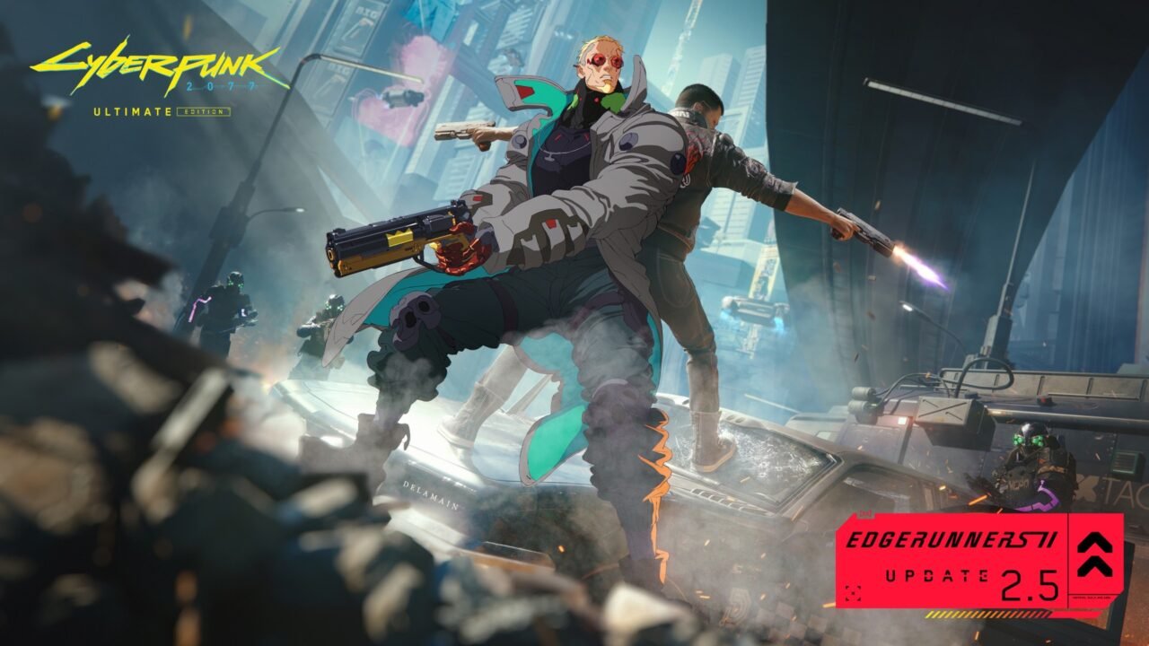 Anime-style Cyberpunk Edgerunners 2 artwork with the Update 2.5 badge