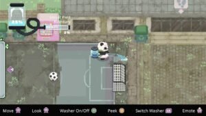 Bao Bao's Cozy Cleaning Services screenshot: a panda cleaning a muddy football pitch