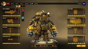 Deep Rock Galactic screenshot: A dwarf in the equipment and loadout customisation screen