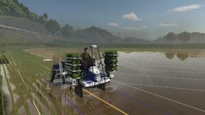 Farming Simulator 25: Beans & Alpacas Edition screenshot: a brown calf standing in a pasture
