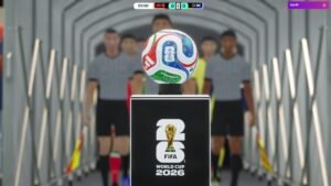 Football Manager 26 screenshot: Players lining up in the stadium tunnel