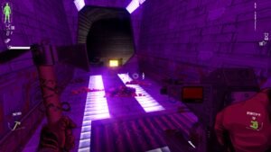 HYPERVIOLENT screenshot: a purple-lit tunnel with a glowing floor